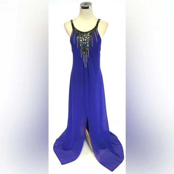 100% Silk Beaded Maxi Dress BCBG MaxAzria - Picture 11 of 11